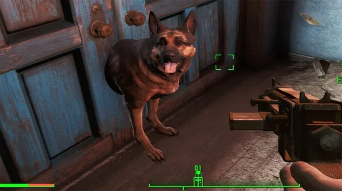 dog clipping through door in a video game